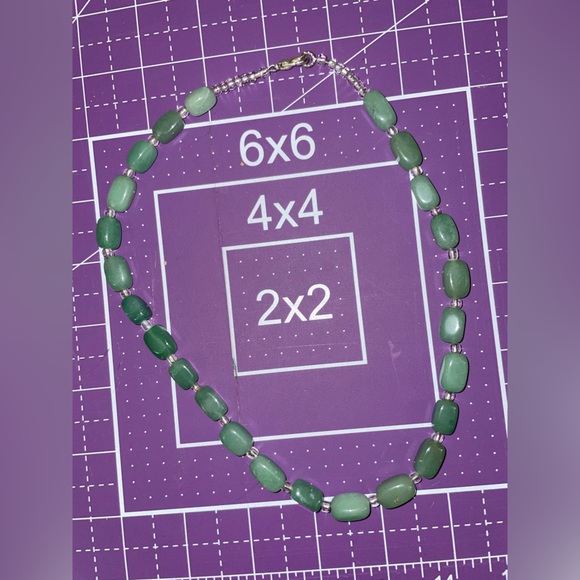 Green square beaded Aventurine crystal stone  necklace - Picture 5 of 5